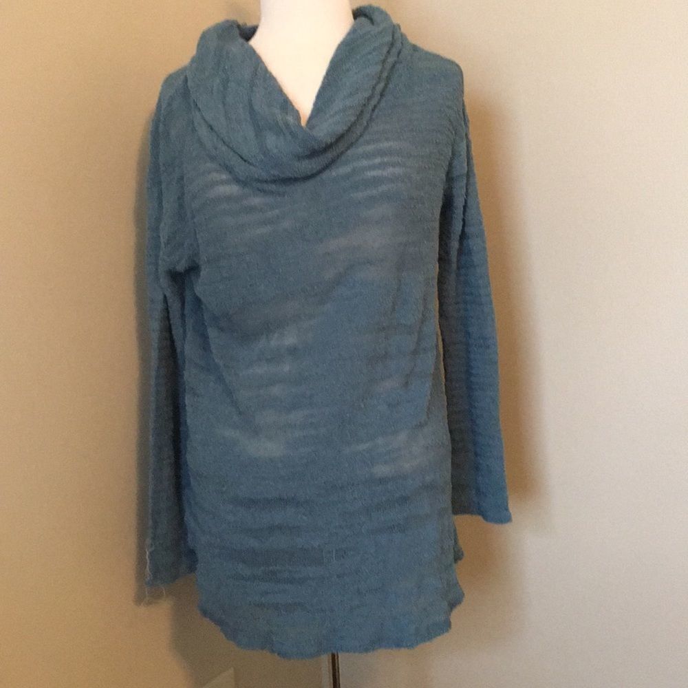 Free People Blue Knit Collar Long Sweater Small
